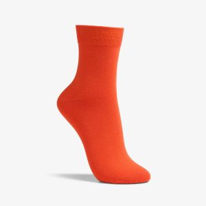 Womens Solid Dress Crew Orange Socks