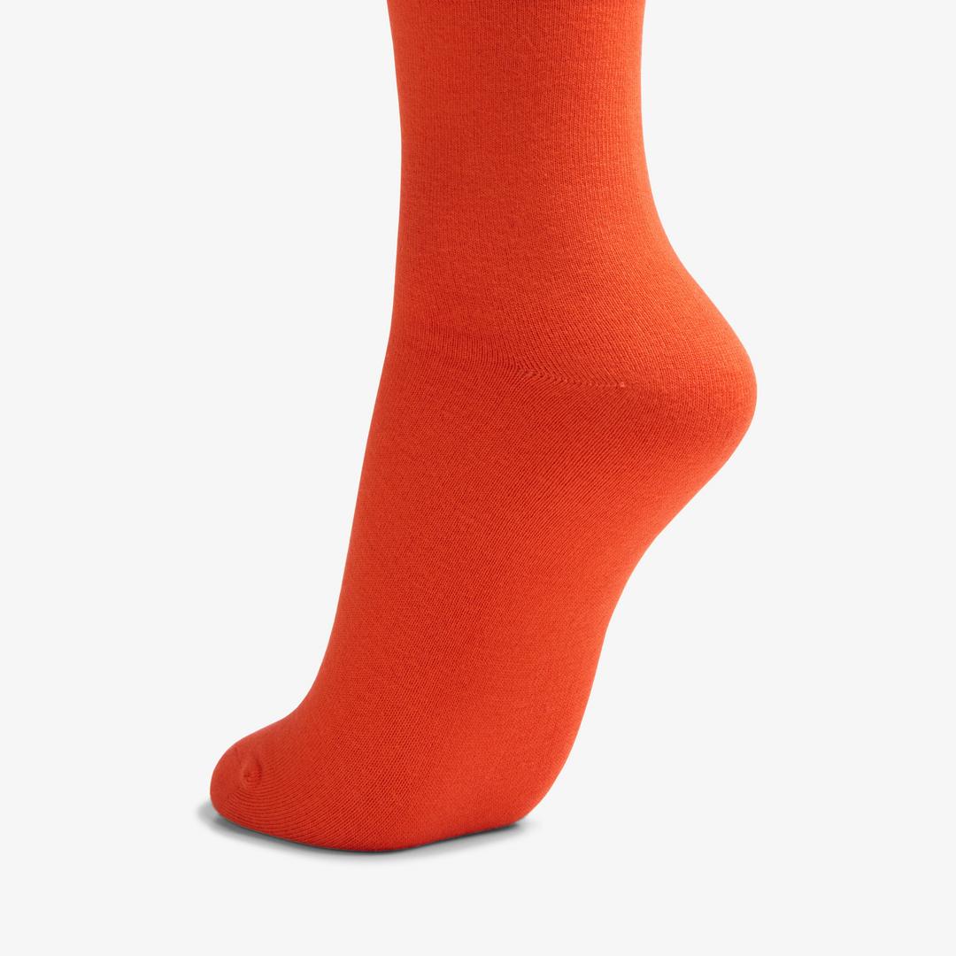 Womens Solid Dress Crew Orange Socks - Image 2