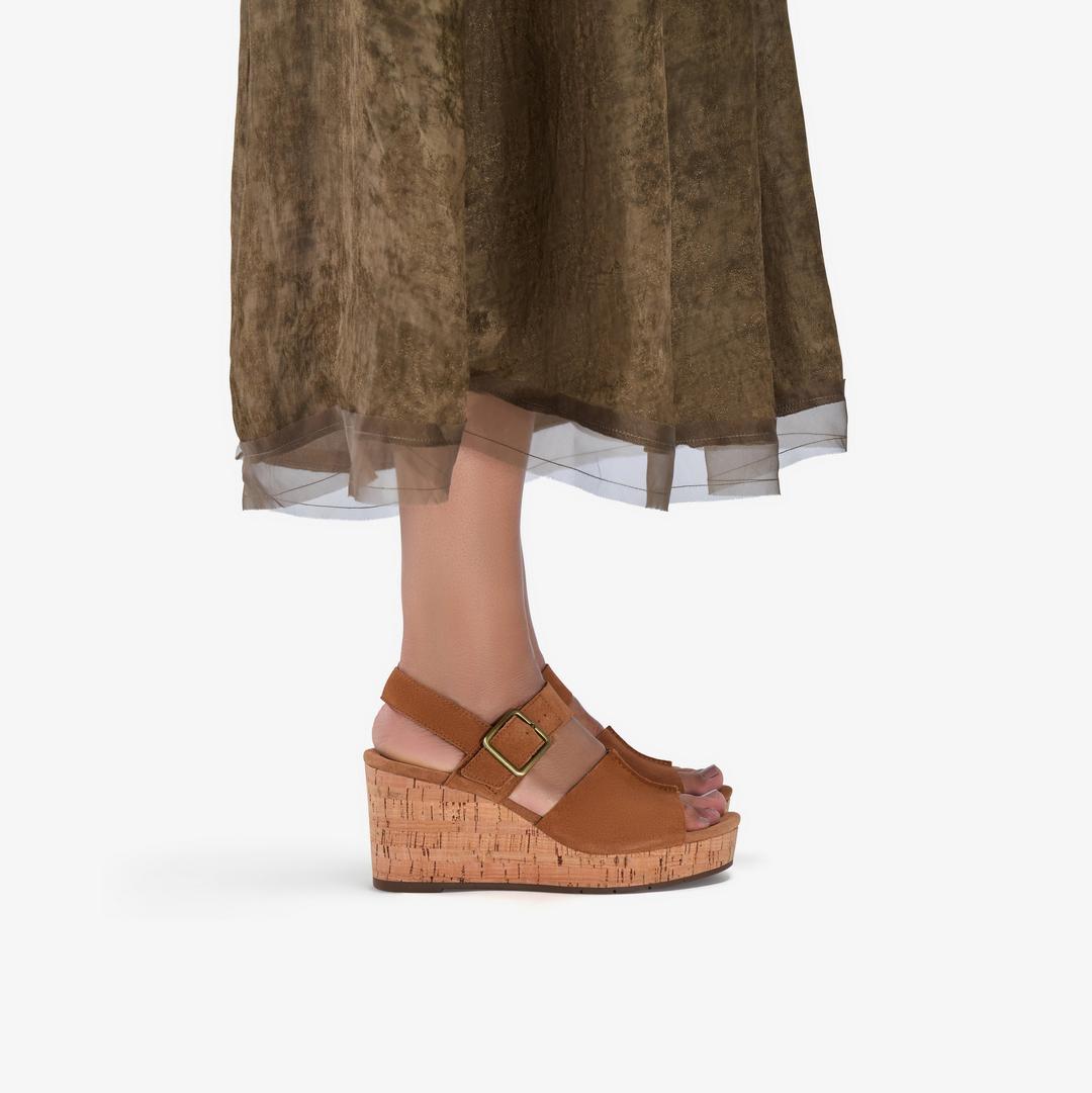 Womens Sabina Dream Tan Suede Wedges - Image 2