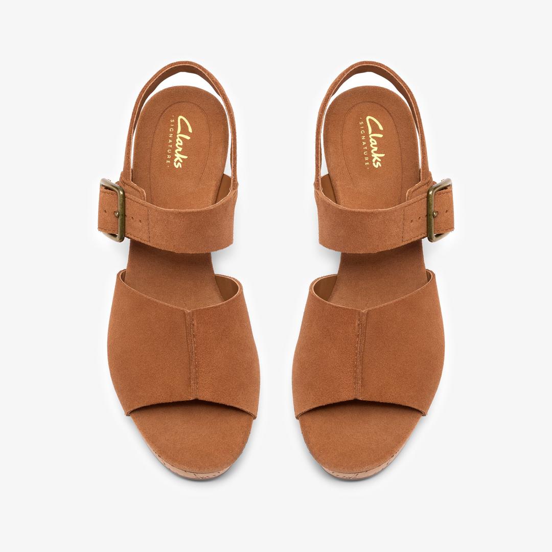Womens Sabina Dream Tan Suede Wedges - Image 7