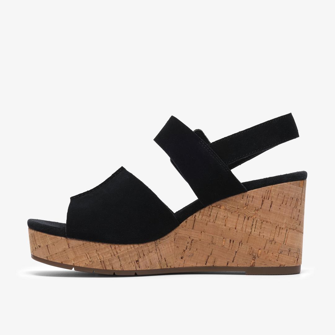 Womens Sabina Dream Black Suede Wedges - Image 2