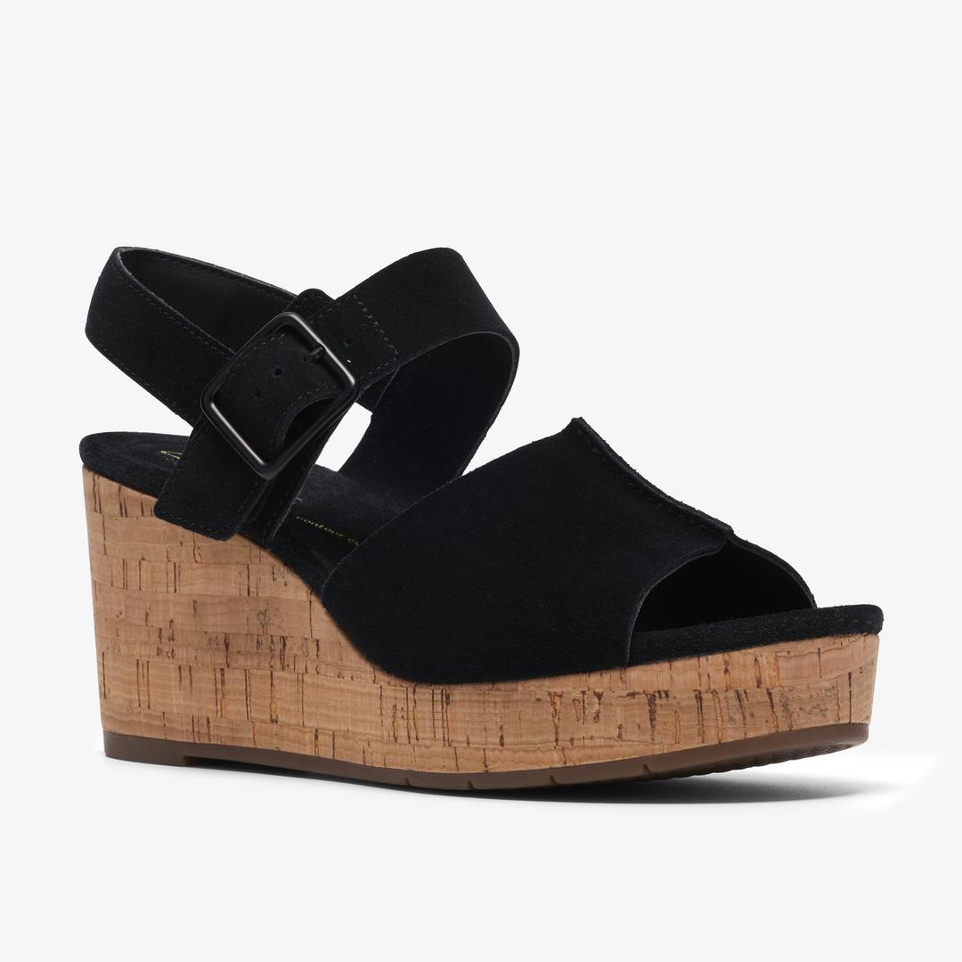 Womens Sabina Dream Black Suede Wedges - Image 4