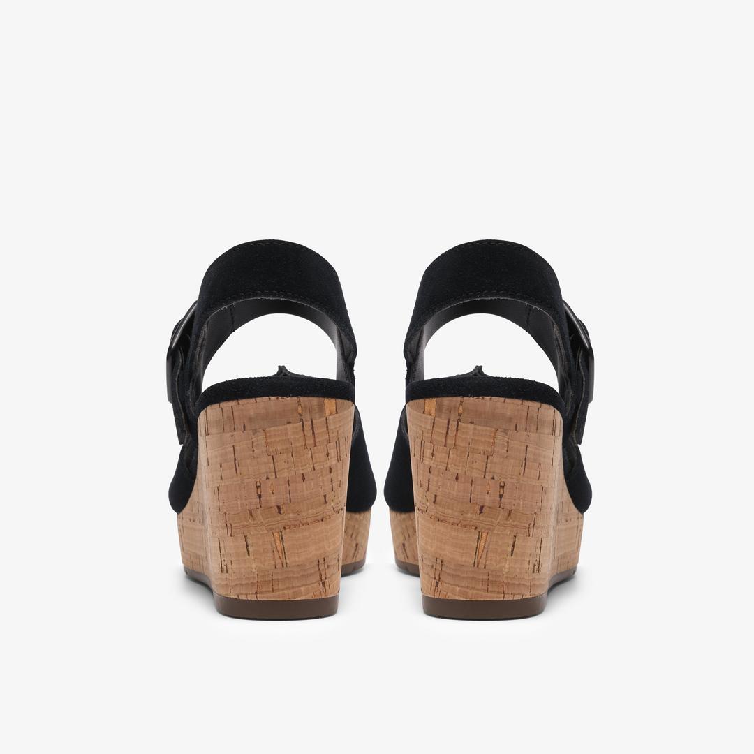 Womens Sabina Dream Black Suede Wedges - Image 5