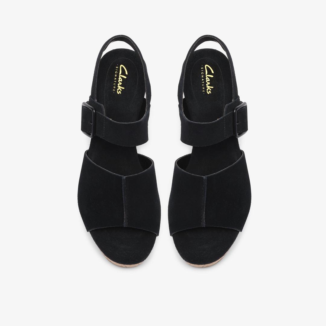 Womens Sabina Dream Black Suede Wedges - Image 6