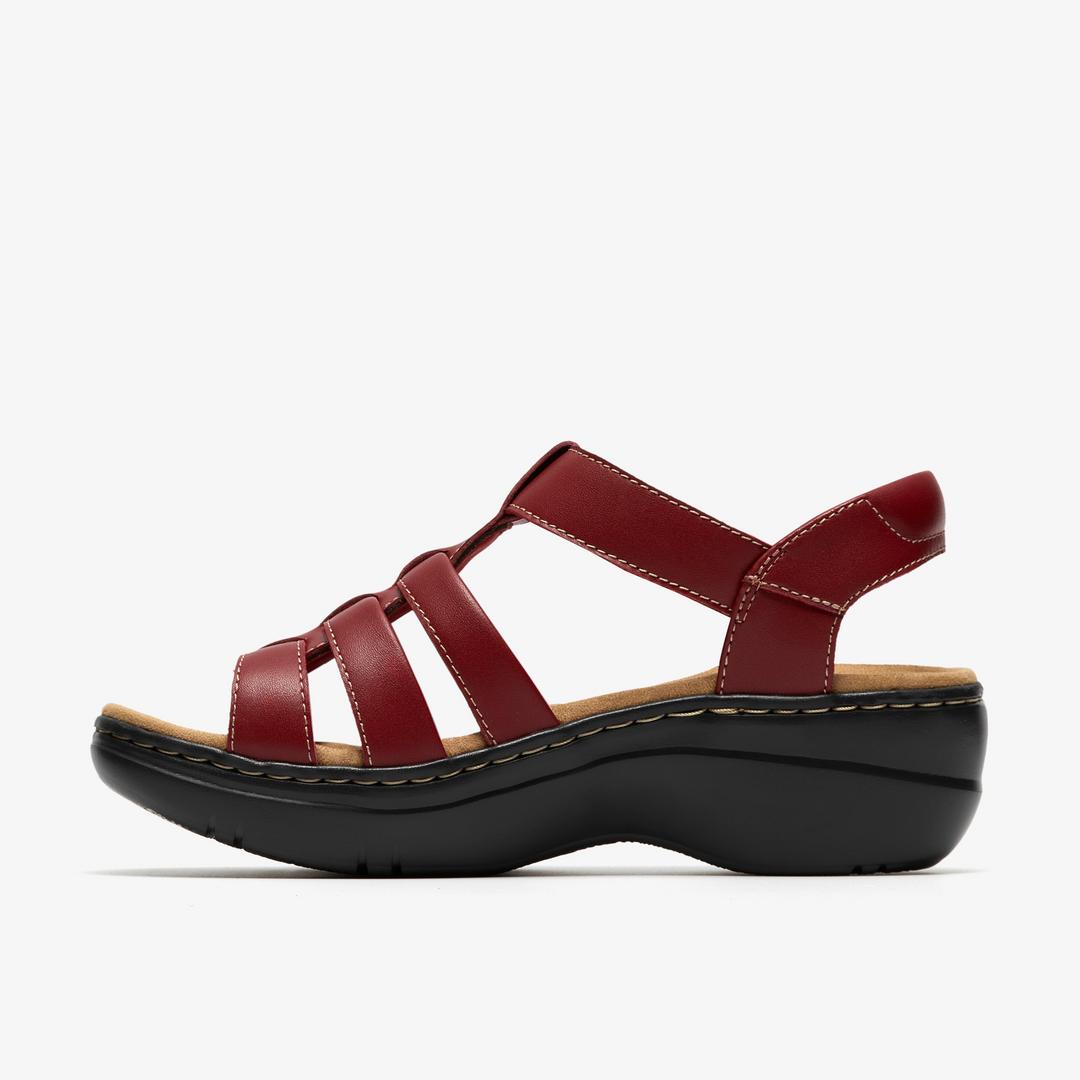 Womens Merliah2 Ruby Red Leather Wedges - Image 2