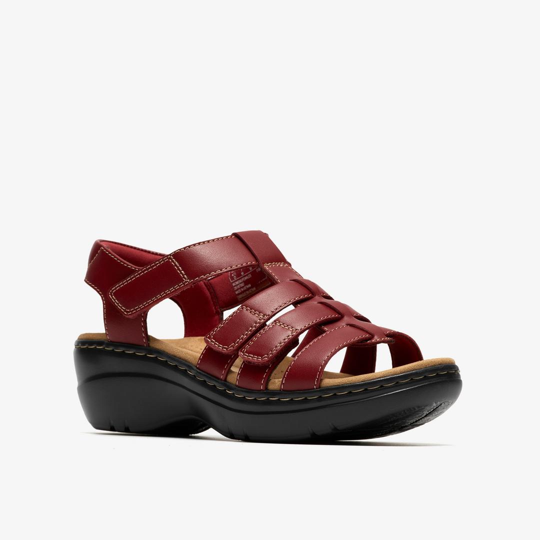 Womens Merliah2 Ruby Red Leather Wedges - Image 4
