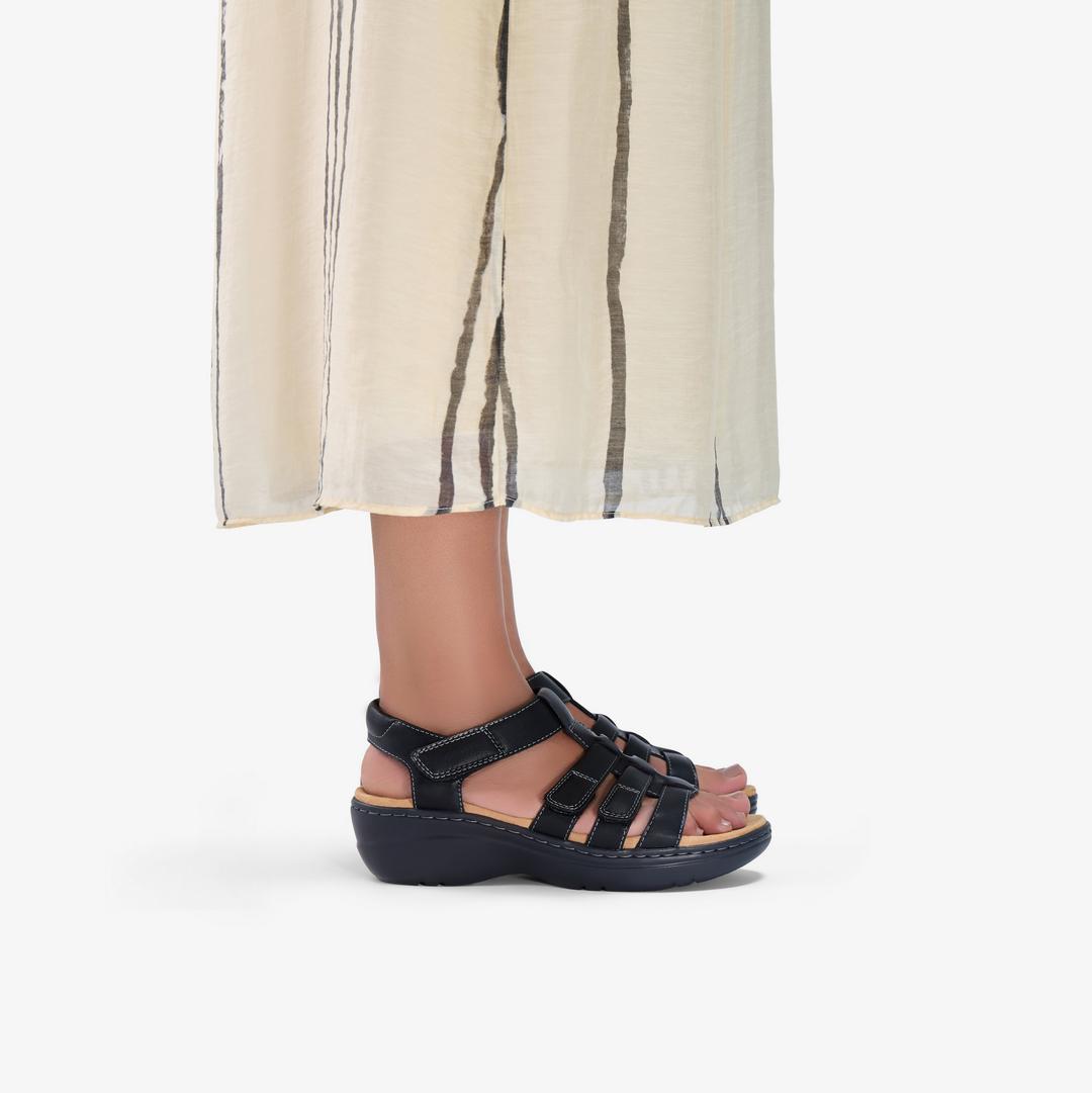Womens Merliah2 Ruby Black Leather Wedges - Image 2