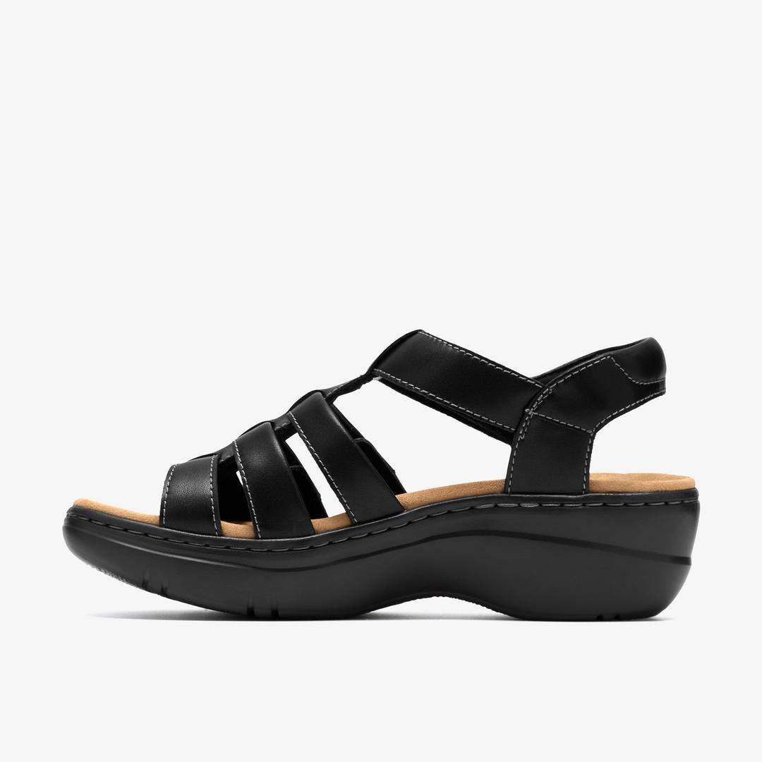 Womens Merliah2 Ruby Black Leather Wedges - Image 3