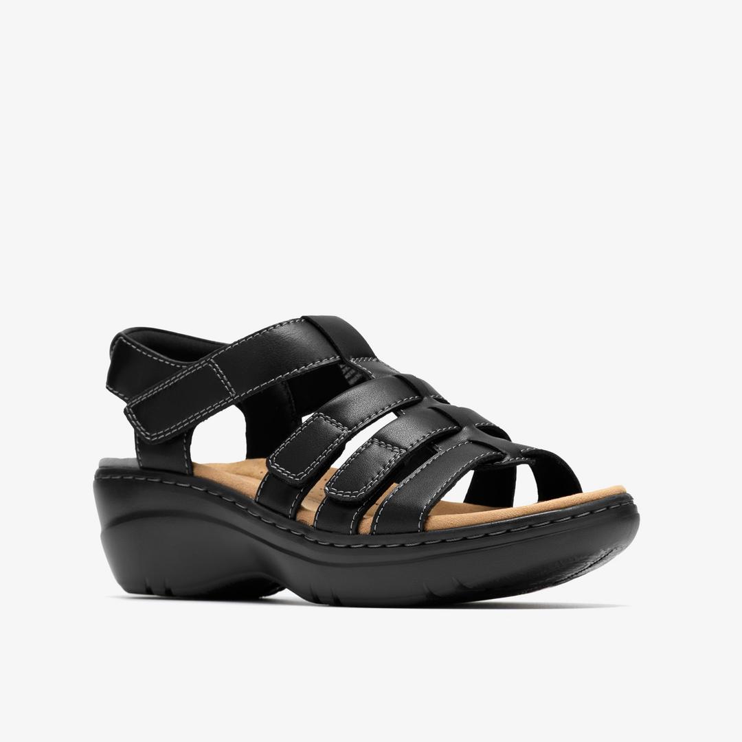 Womens Merliah2 Ruby Black Leather Wedges - Image 5