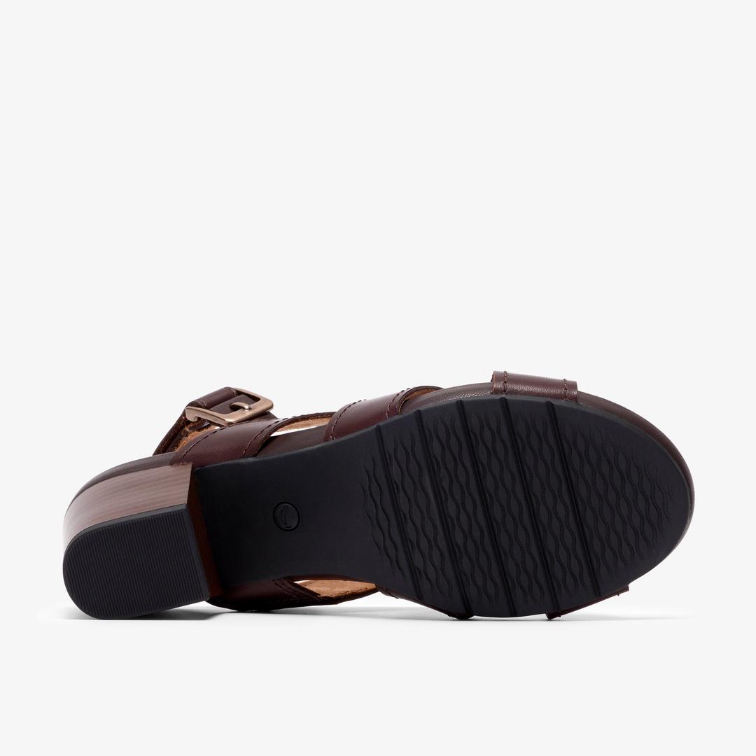Womens Kymber Shine Dark Brown Leather Heeled Sandals - Image 3