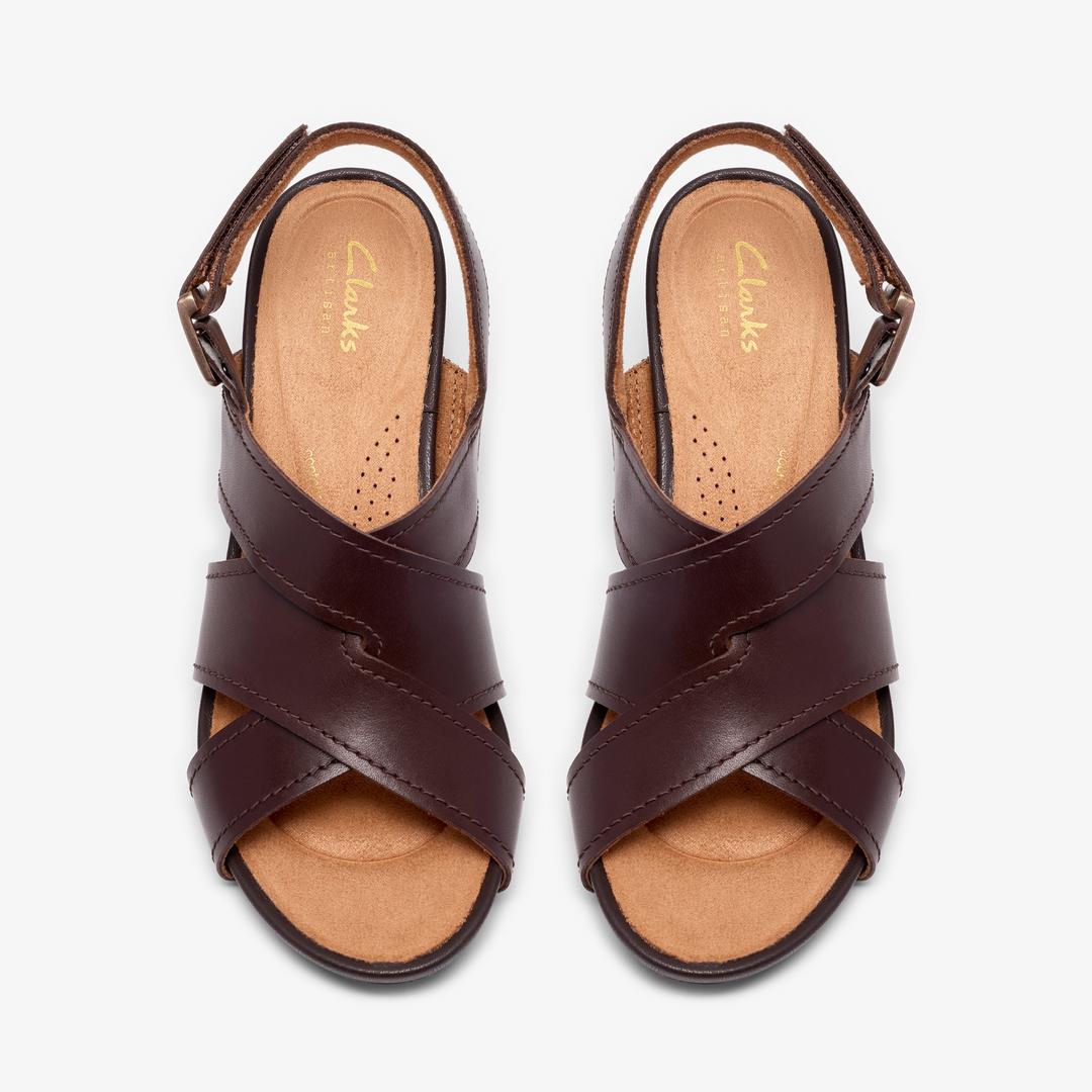 Womens Kymber Shine Dark Brown Leather Heeled Sandals - Image 6