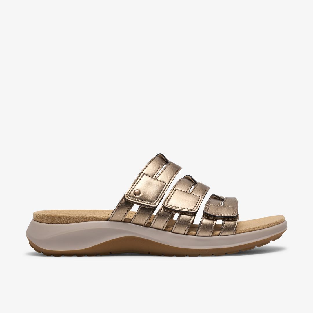 Womens Maelynn Abby Gold Metallic Flat Sandals