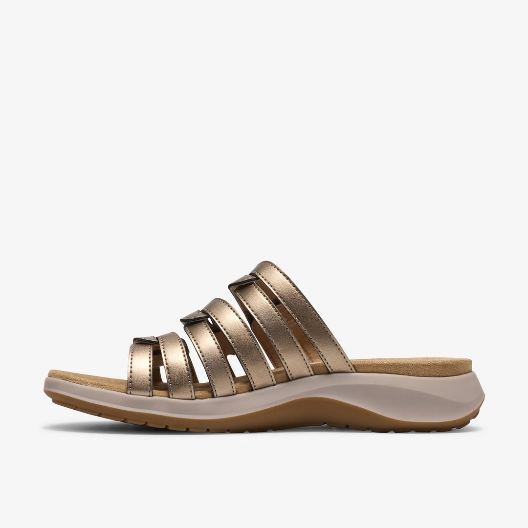 Womens Maelynn Abby Gold Metallic Flat Sandals - Image 2