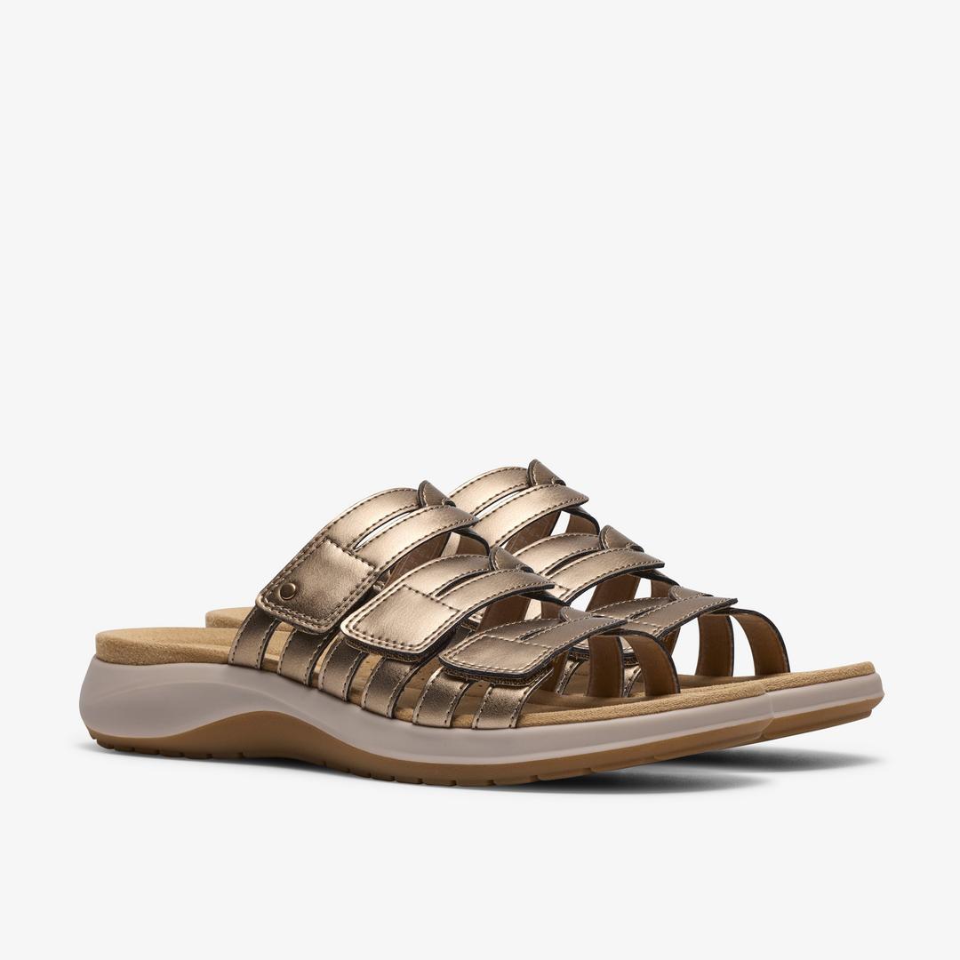 Womens Maelynn Abby Gold Metallic Flat Sandals - Image 4
