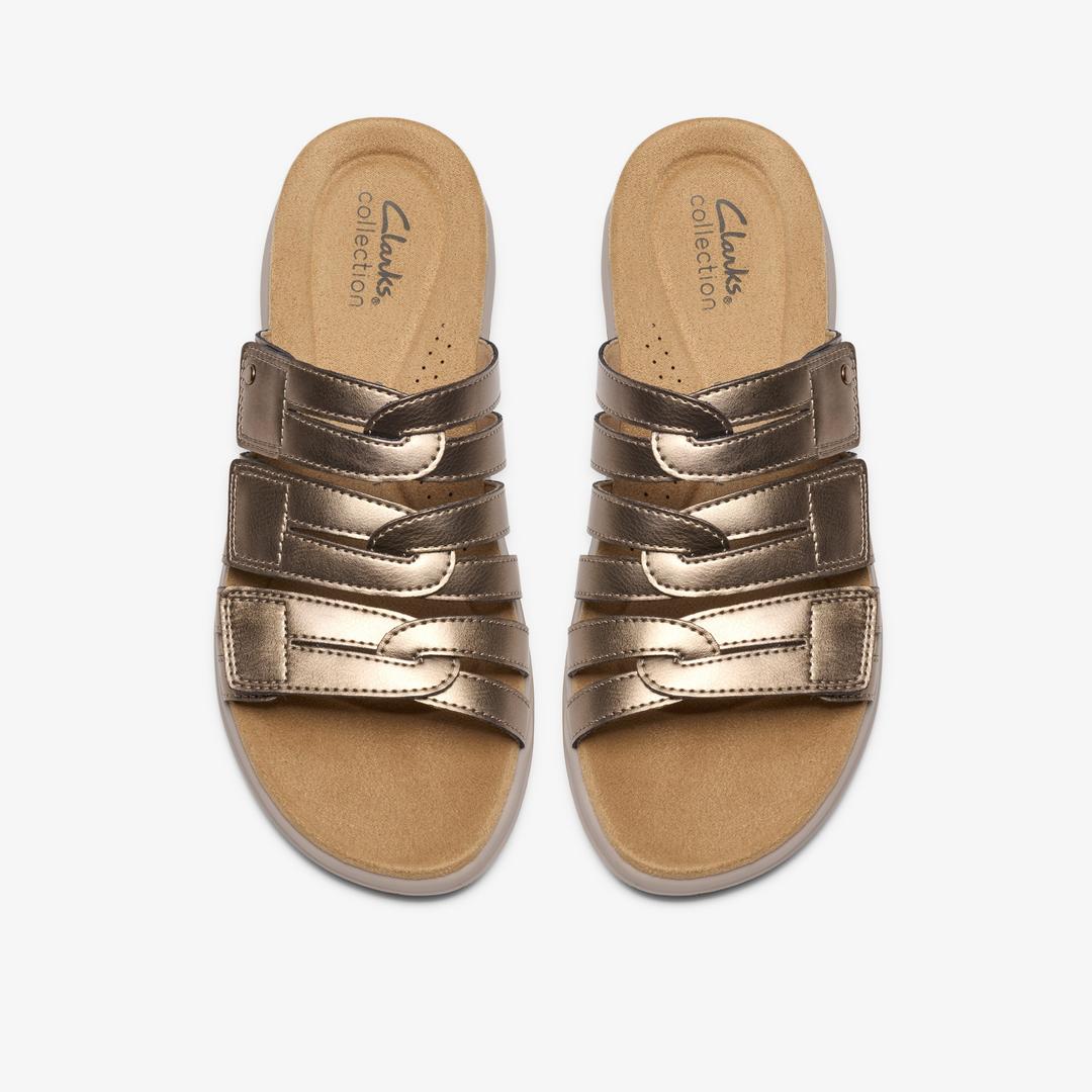 Womens Maelynn Abby Gold Metallic Flat Sandals - Image 6