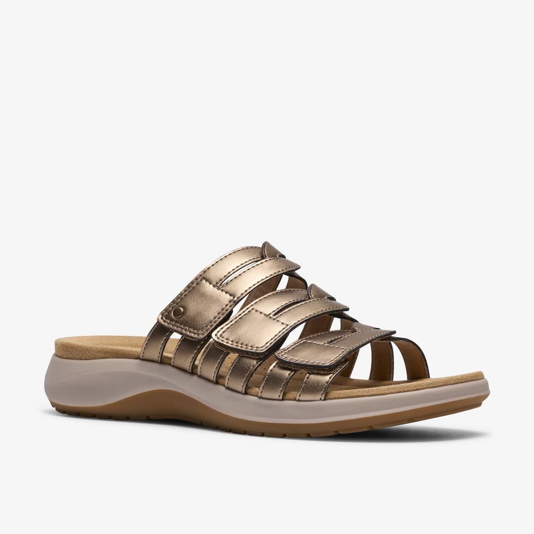 Womens Maelynn Abby Gold Metallic Flat Sandals - Image 7