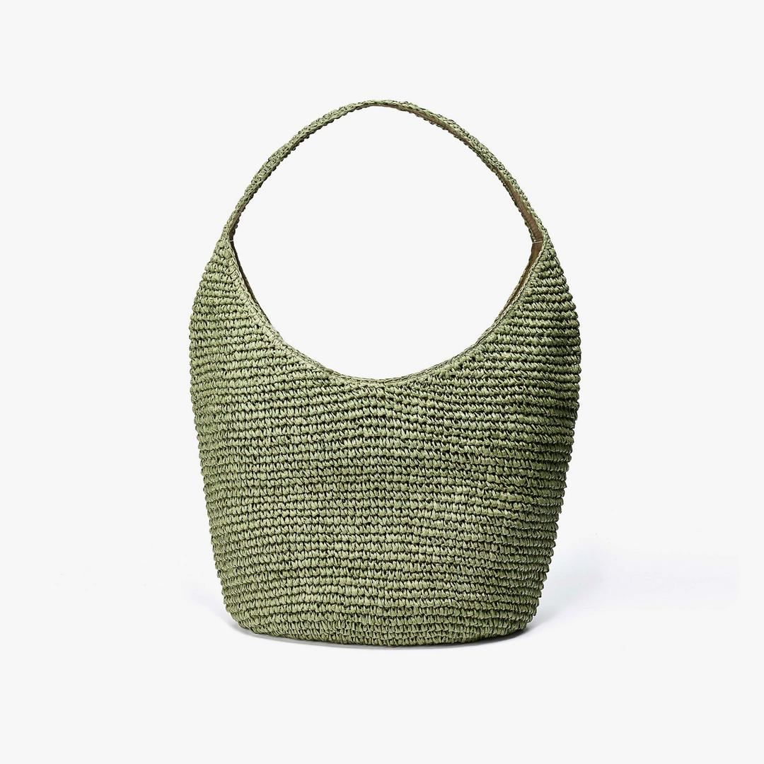 Womens Talia Straw Green Tote Bag - Image 2