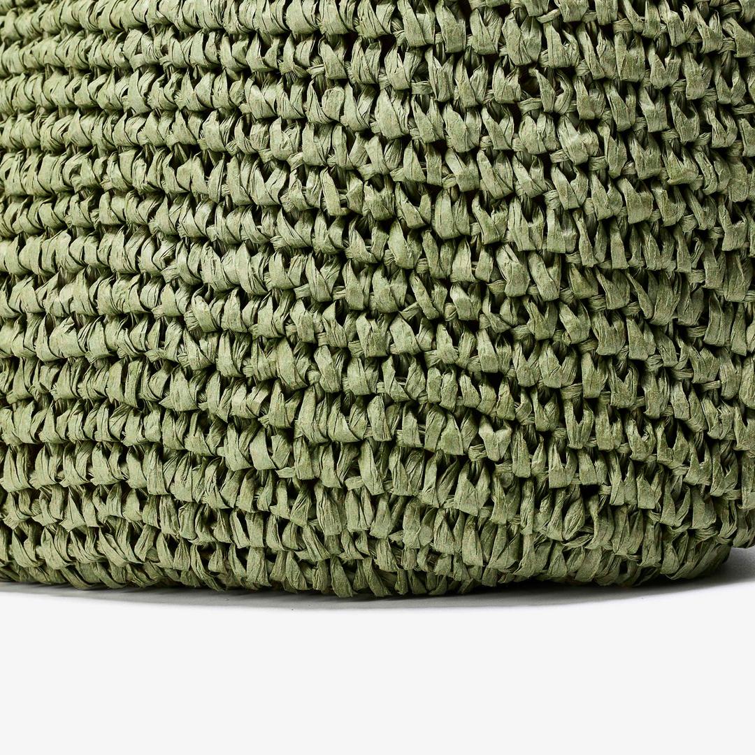 Womens Talia Straw Green Tote Bag - Image 5