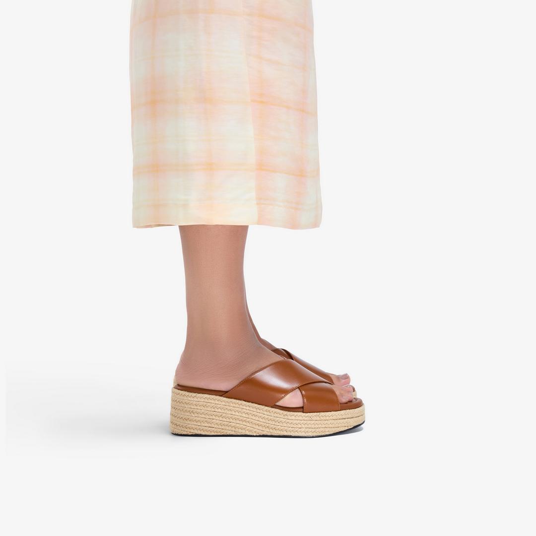 Womens Tessiah Mule2 Tan Leather Wedges - Image 7