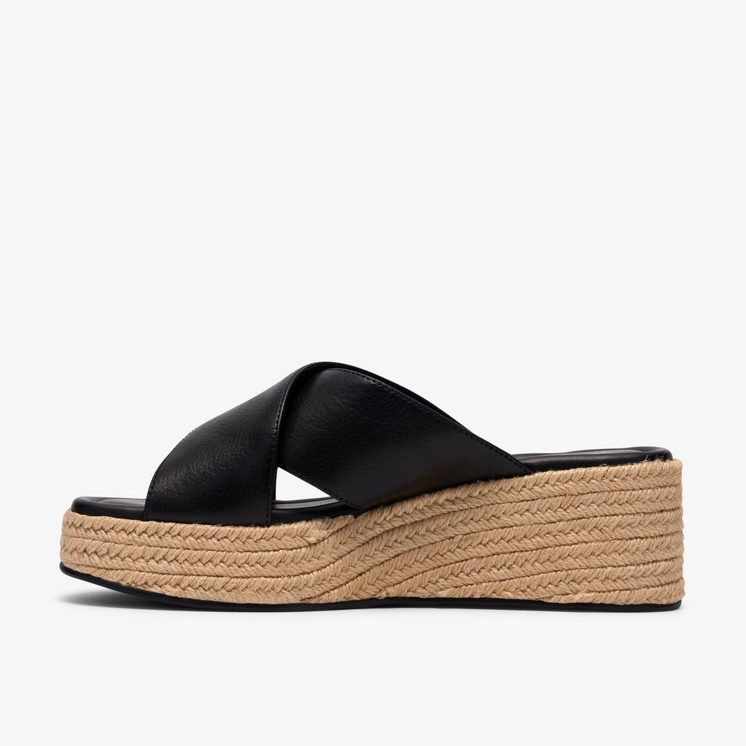 Womens Tessiah Mule 2 Black Leather Wedges - Image 2