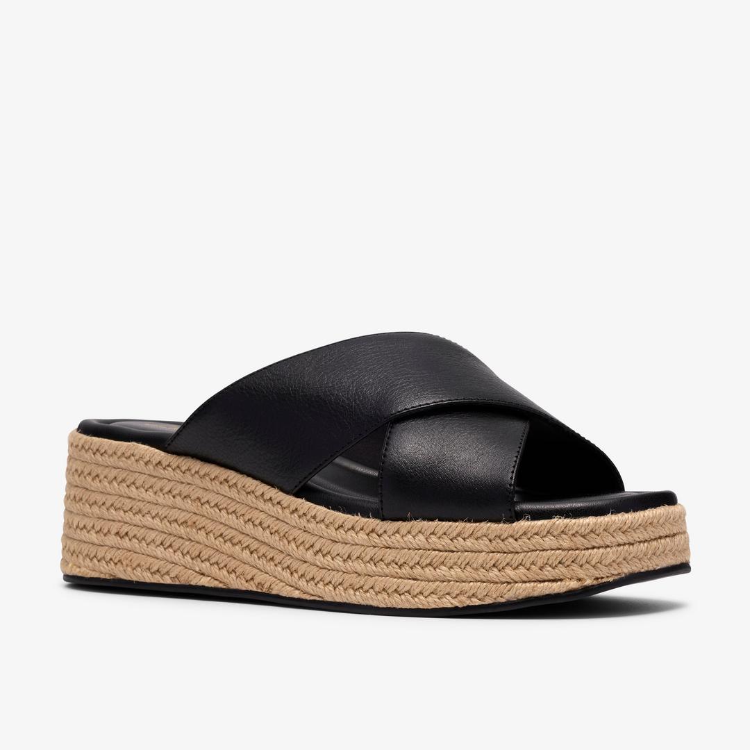 Womens Tessiah Mule 2 Black Leather Wedges - Image 4