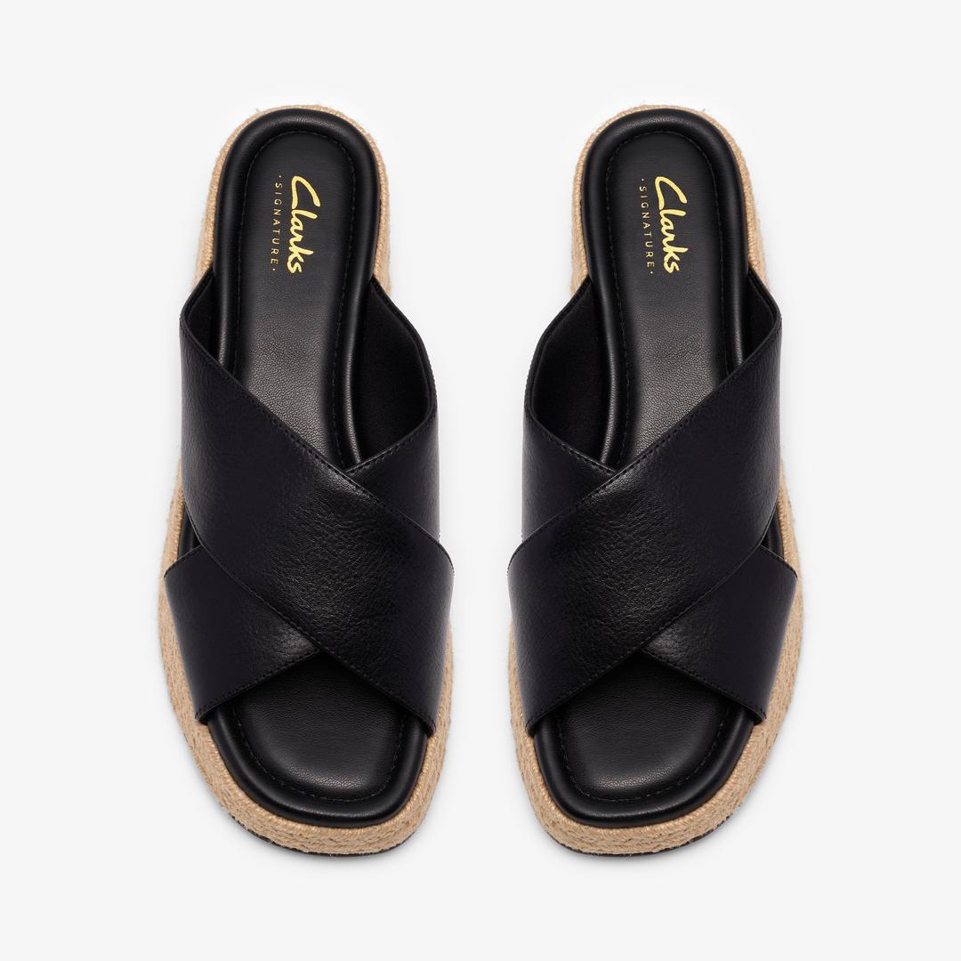 Womens Tessiah Mule 2 Black Leather Wedges - Image 6