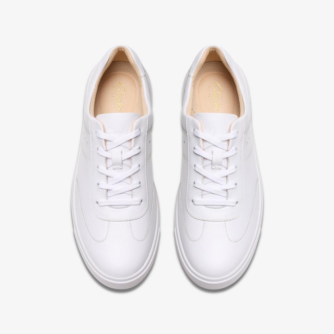 Womens Makea Court White Leather Sneakers - Image 7