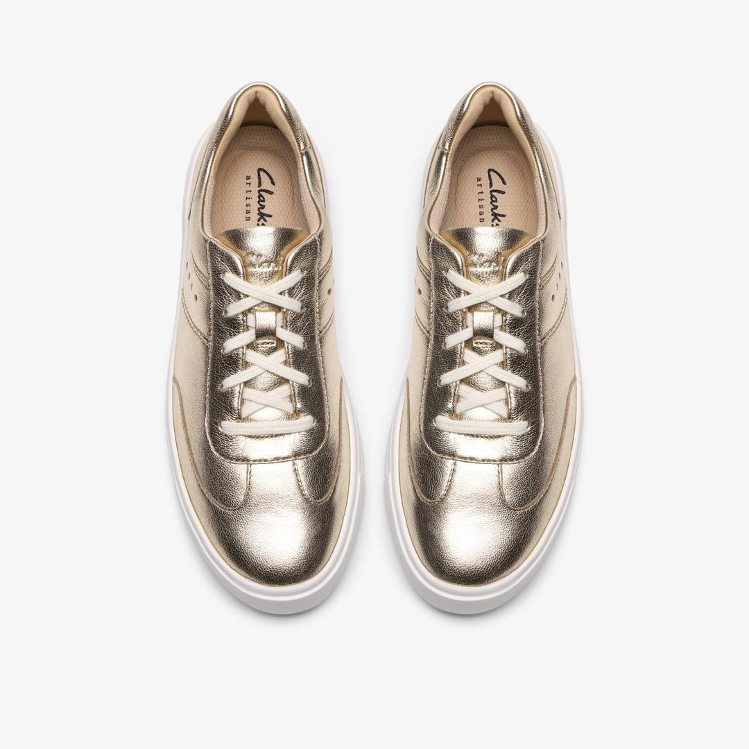 Womens Makea Court Soft Gold Sneakers - Image 6