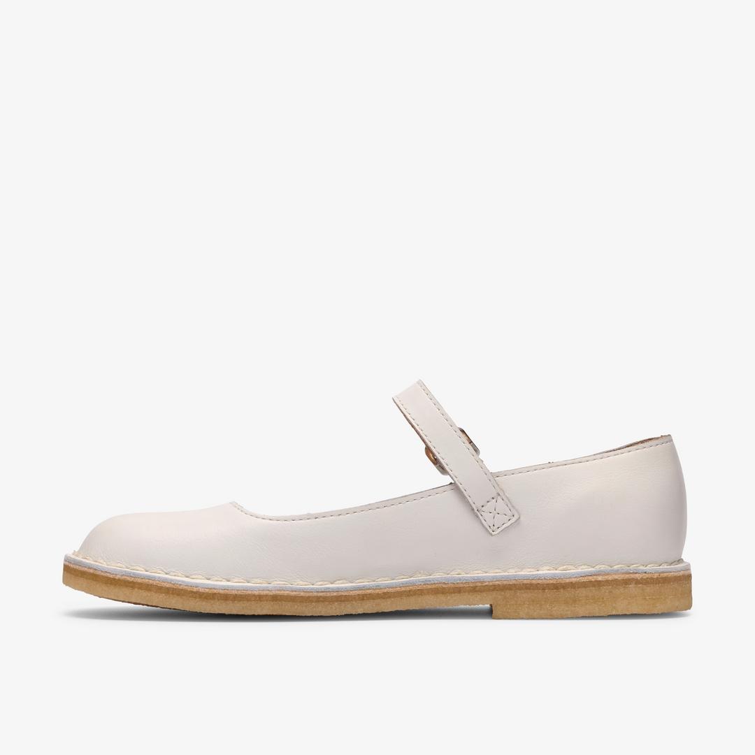 Womens Desert Jane White Leather Mary Janes - Image 2