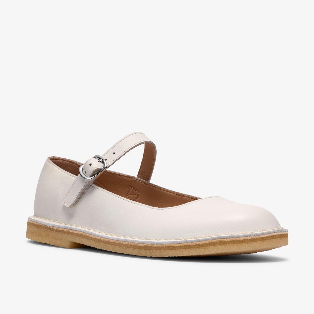 Womens Desert Jane White Leather Mary Janes - Image 4