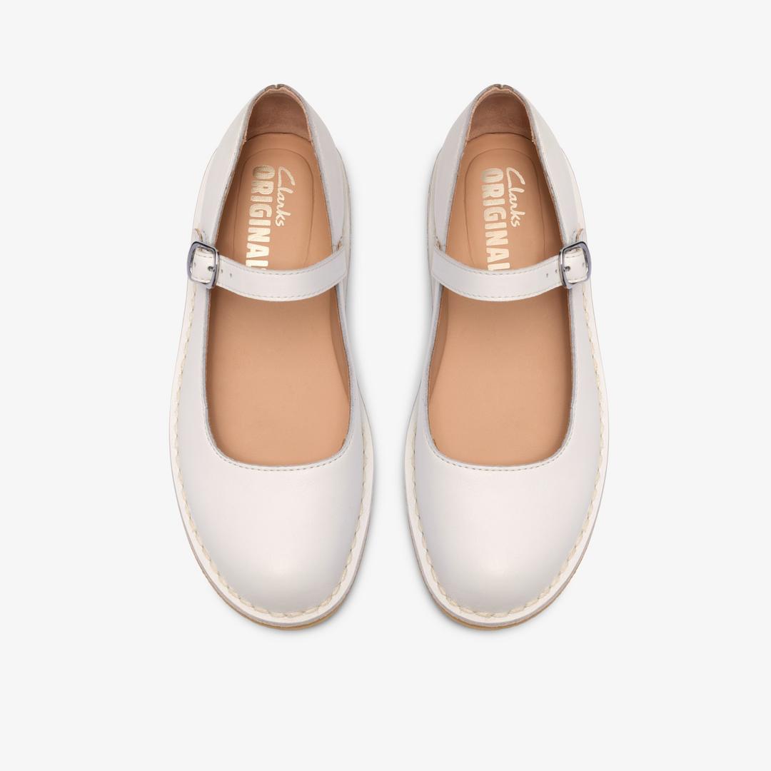 Womens Desert Jane White Leather Mary Janes - Image 6