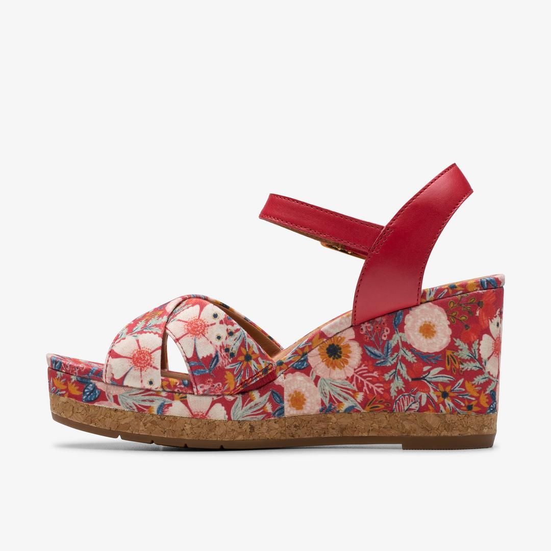 Women's Chicly Floral Red Print Wedges - Image 2