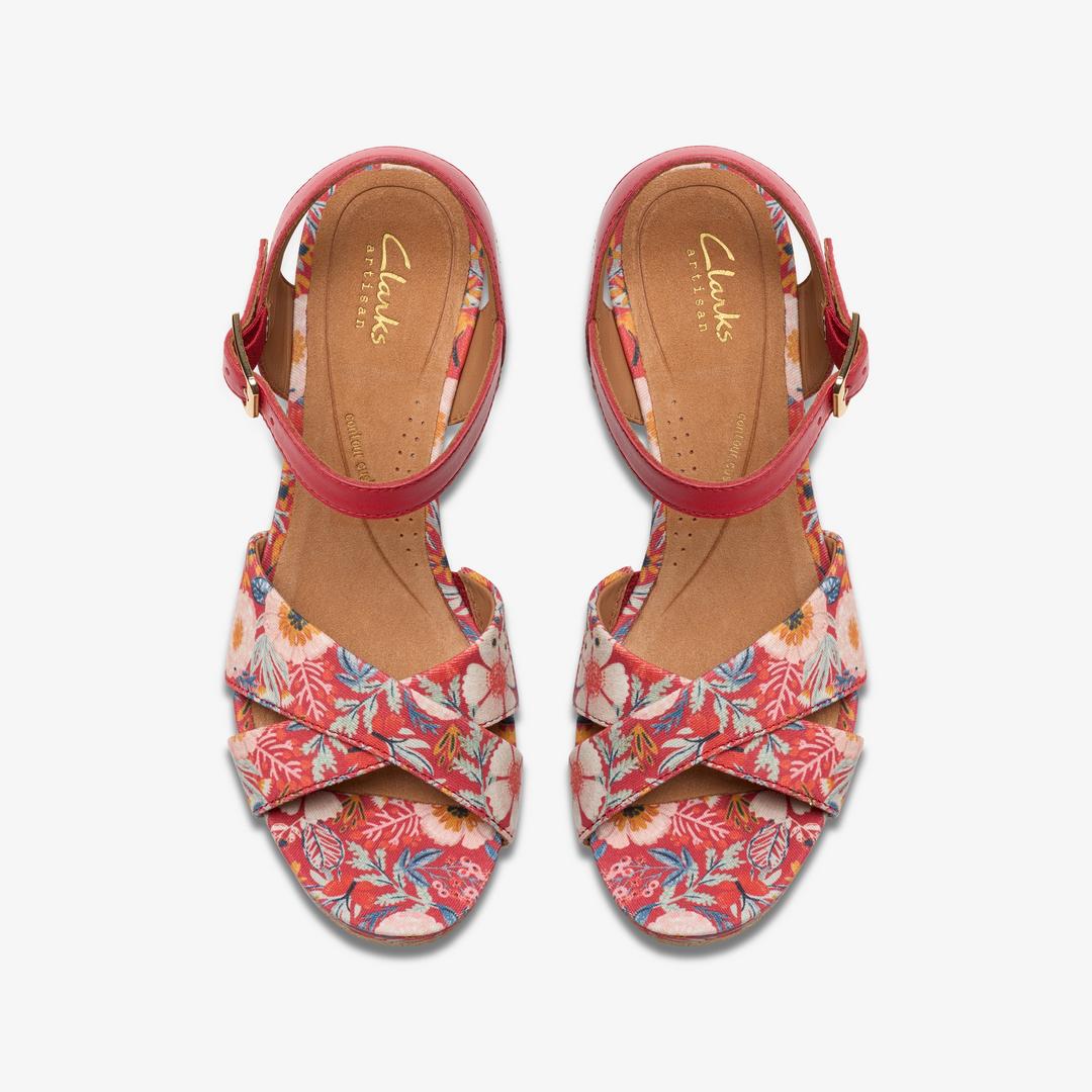 Women's Chicly Floral Red Print Wedges - Image 6