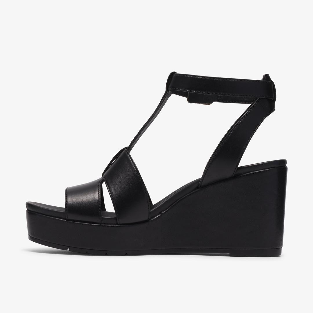 Womens Sabina Hope Black Leather Wedges - Image 3