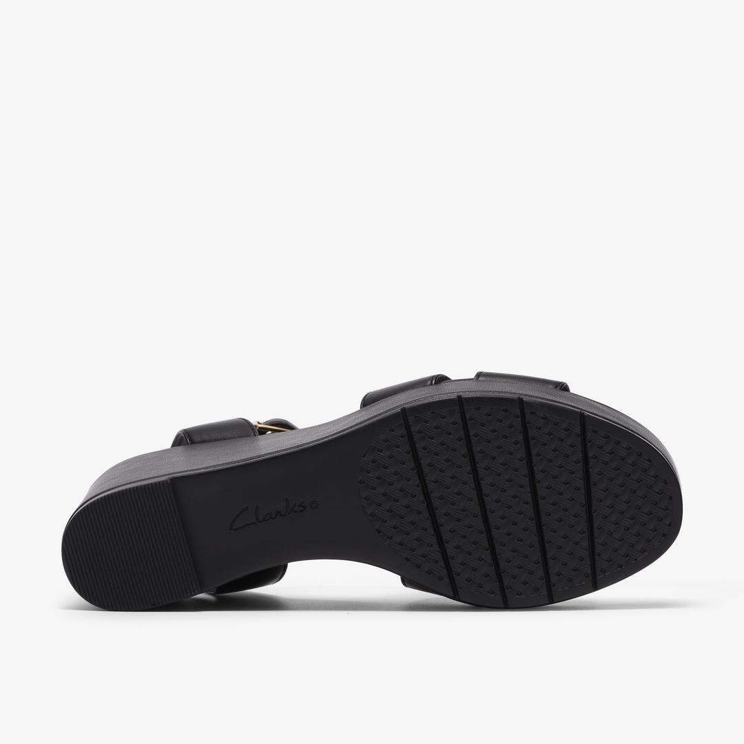 Womens Sabina Hope Black Leather Wedges - Image 4