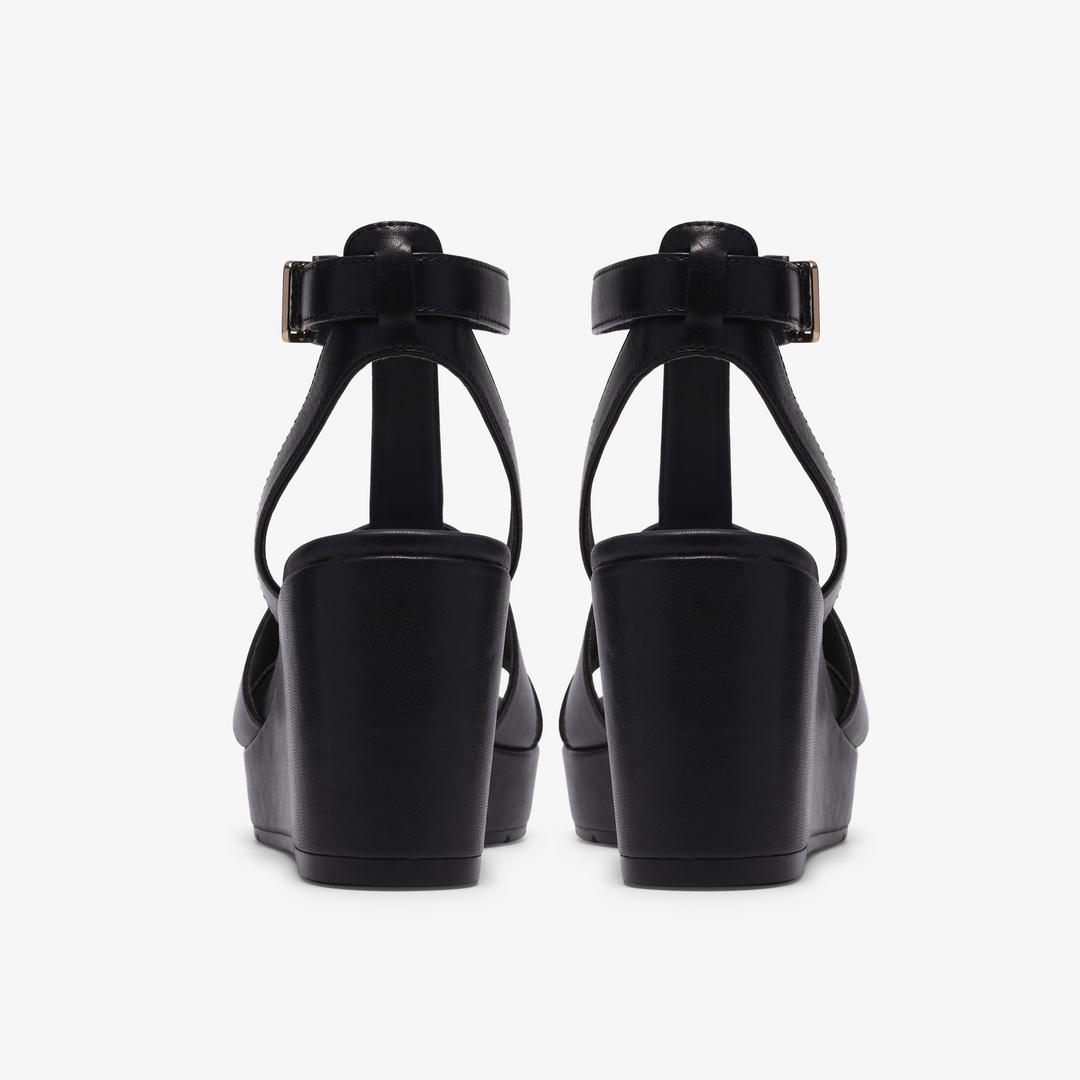 Womens Sabina Hope Black Leather Wedges - Image 6