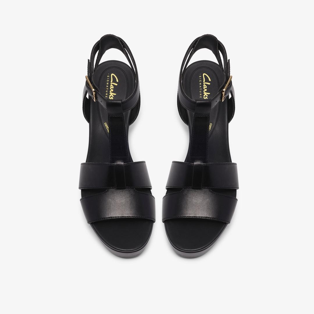 Womens Sabina Hope Black Leather Wedges - Image 7