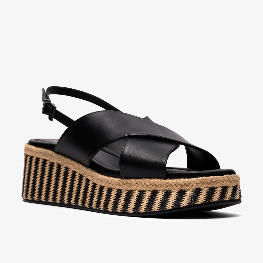 Womens Tessiah Cross2 Black Interest Wedges - Image 4