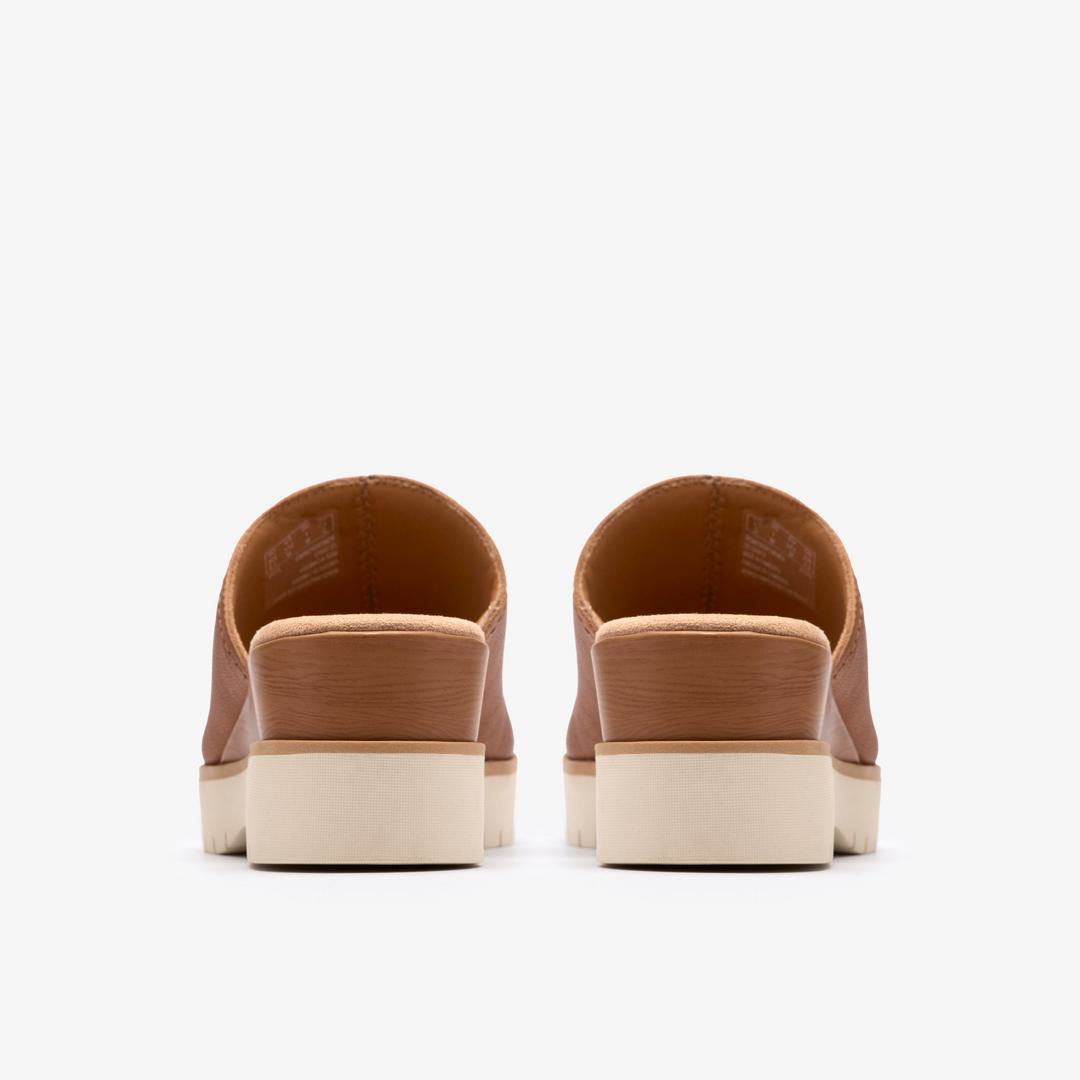 Womens Diaz Slide Tan Leather Wedges - Image 5