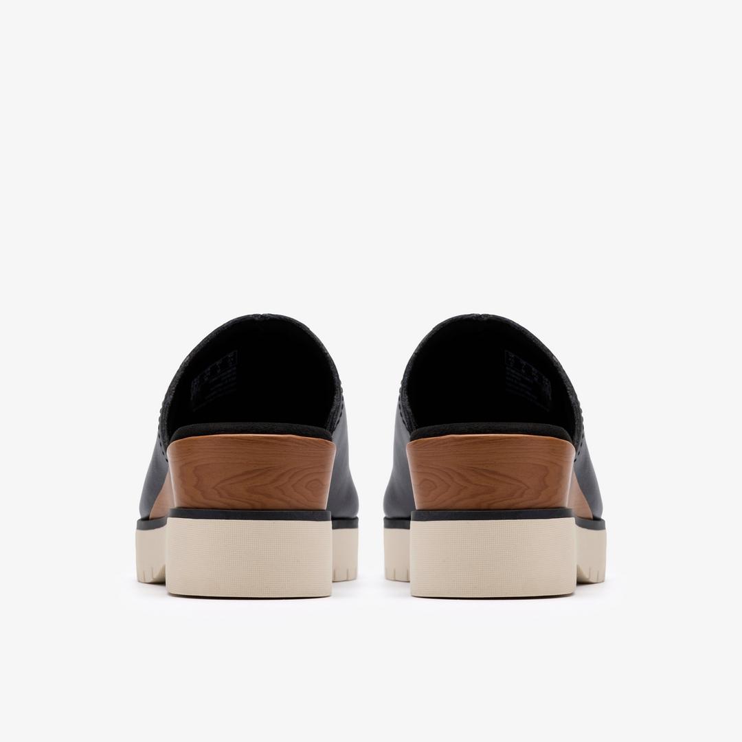 Womens Diaz Slide Black Leather Wedges US - Image 5