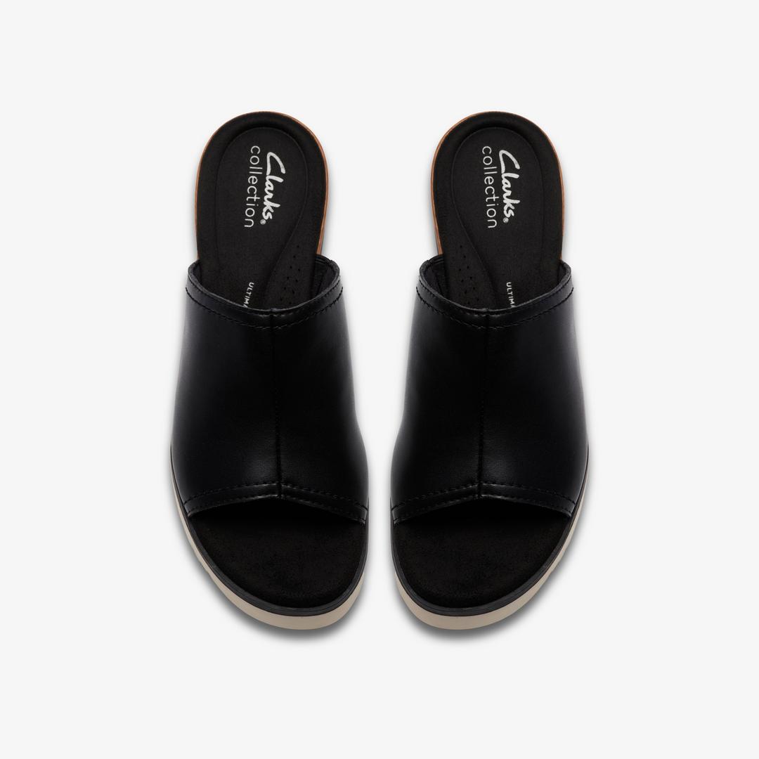 Womens Diaz Slide Black Leather Wedges US - Image 6