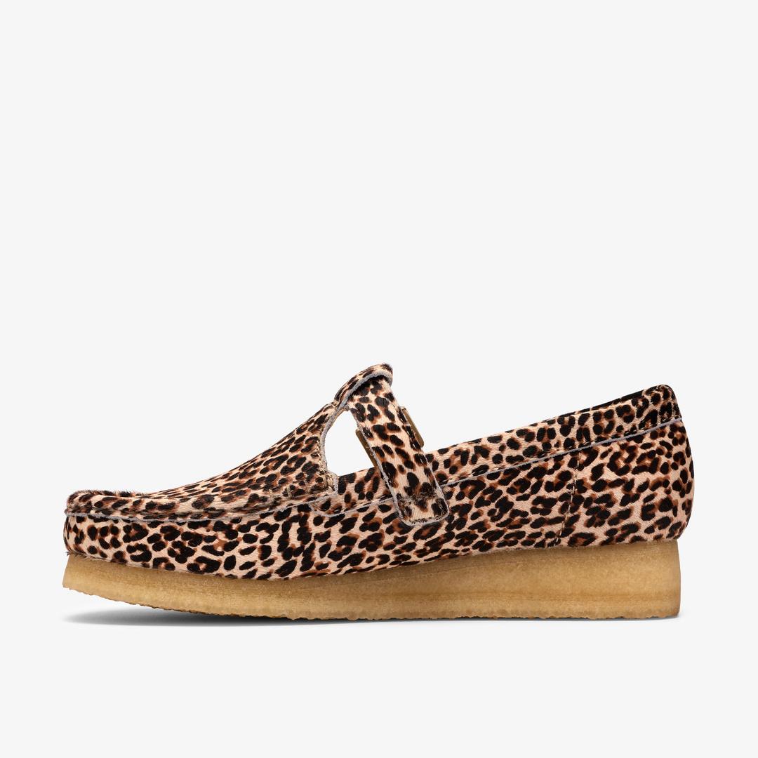 Womens Wallabee T Bar Leopard Print Shoes - Image 3