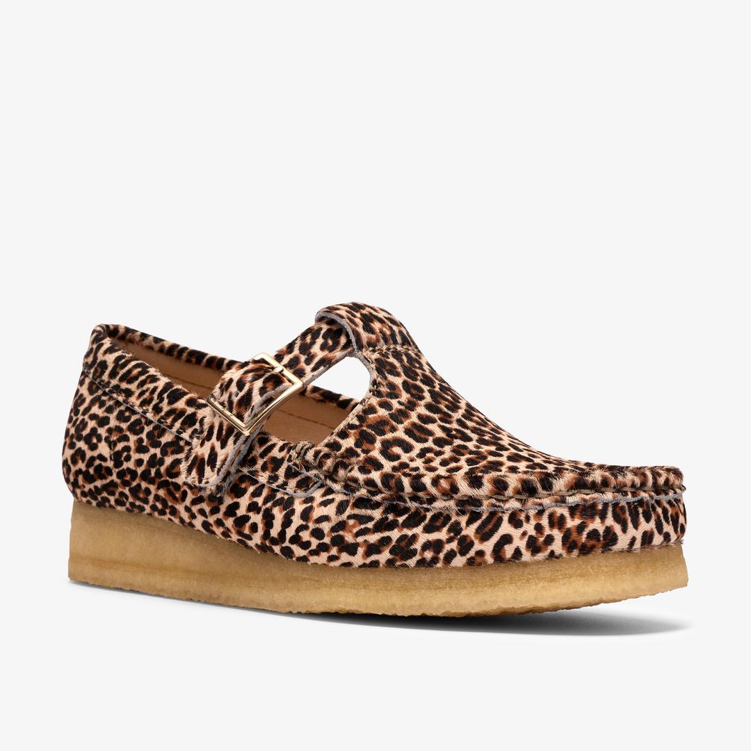 Womens Wallabee T Bar Leopard Print Shoes - Image 4