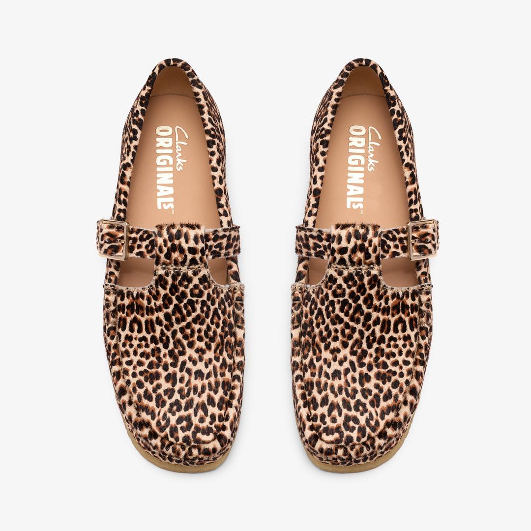 Womens Wallabee T Bar Leopard Print Shoes - Image 6