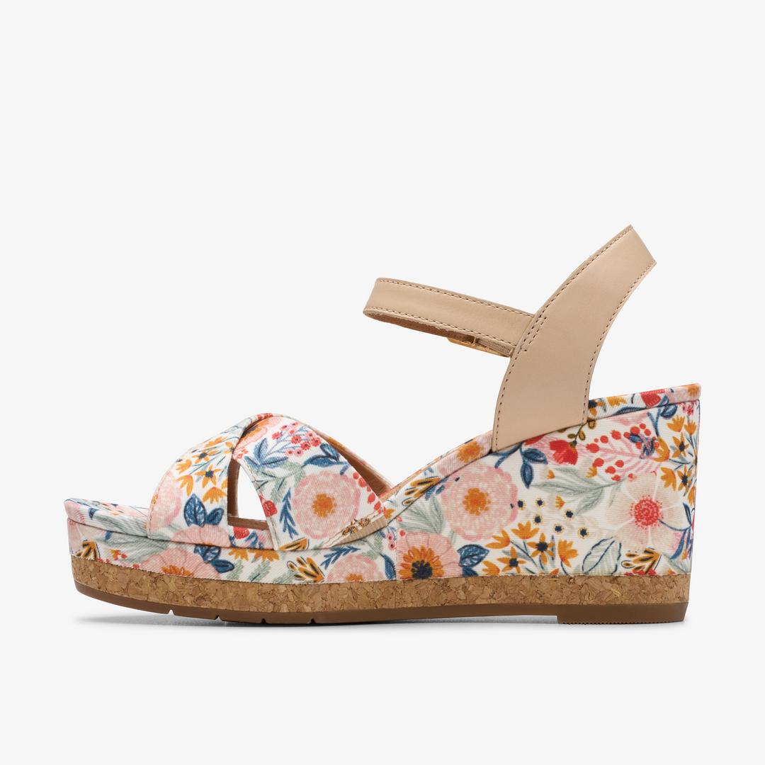 Womens Chicly Floral White Wedges - Image 2