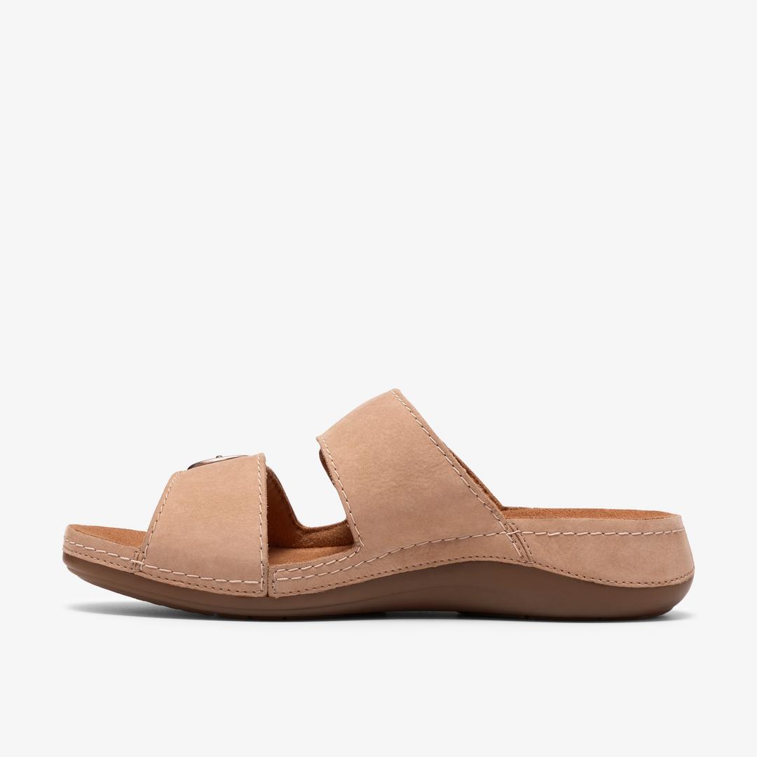 Womens Cecily Step Beige Nubuck Flat Sandals - Image 2