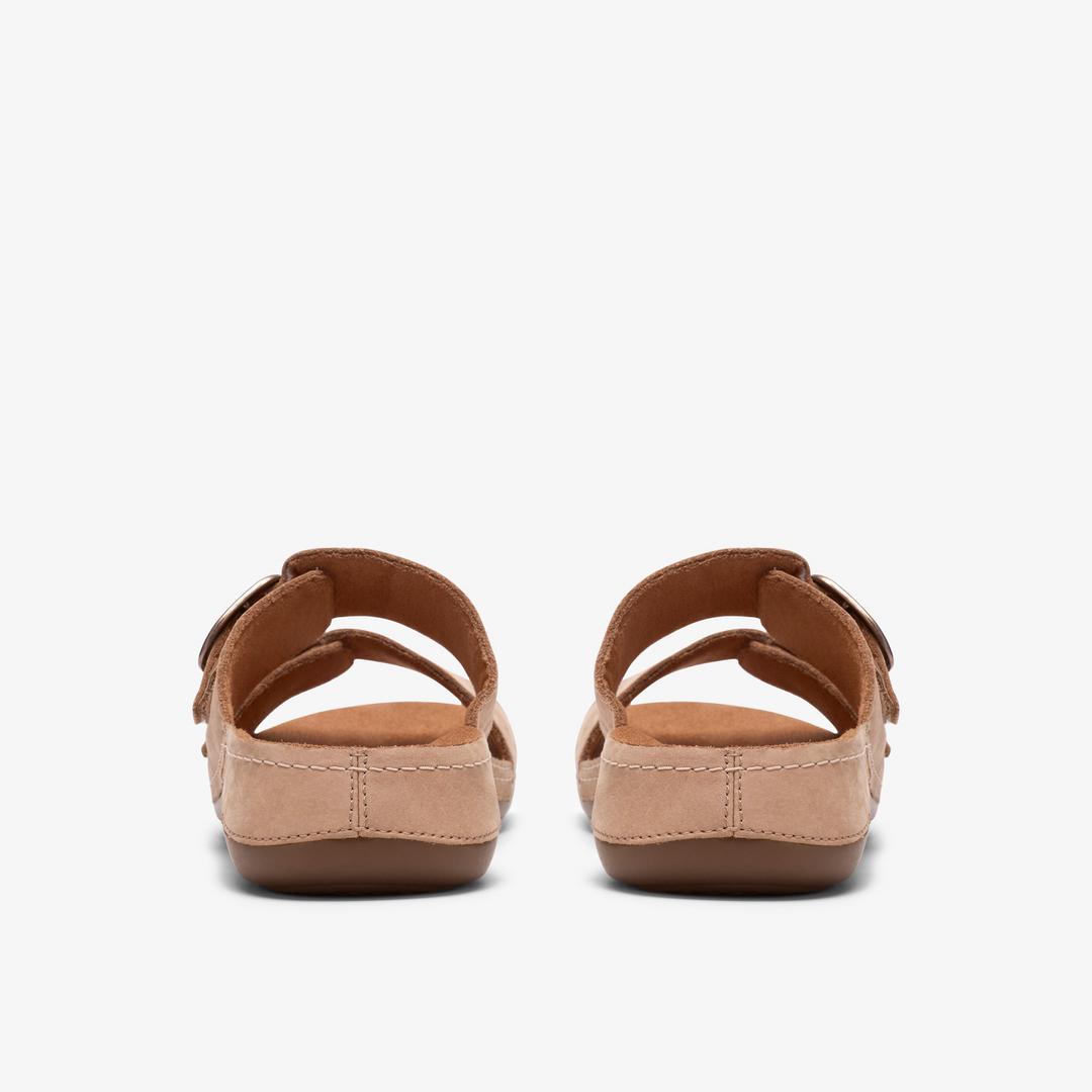 Womens Cecily Step Beige Nubuck Flat Sandals - Image 5
