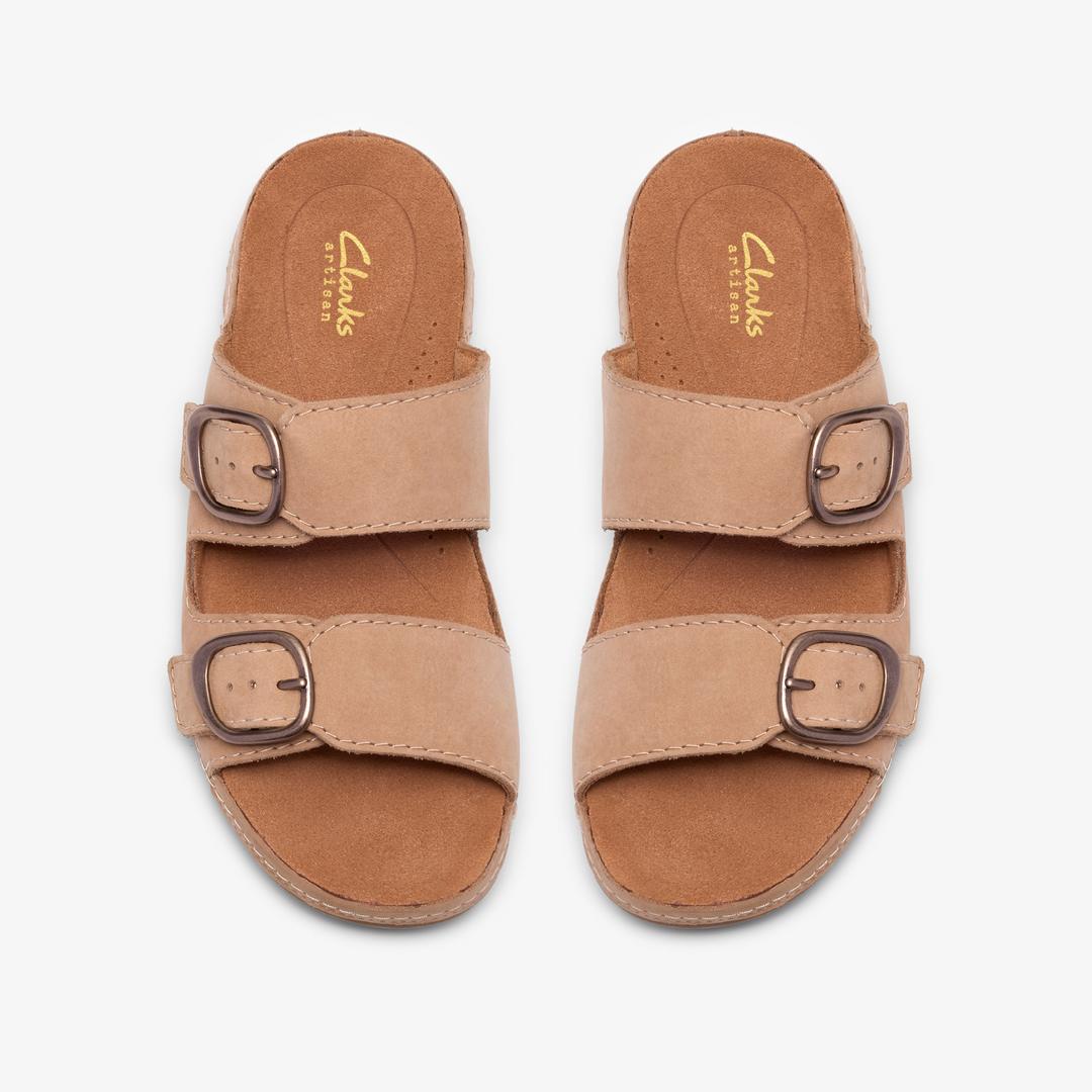 Womens Cecily Step Beige Nubuck Flat Sandals - Image 6