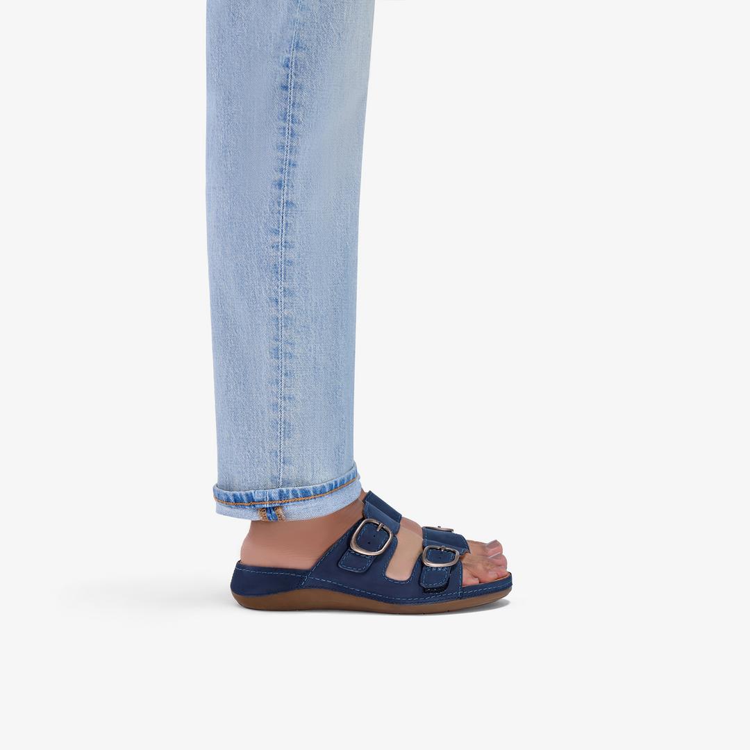 Womens Cecily Step Navy Nubuck Flat Sandals - Image 2