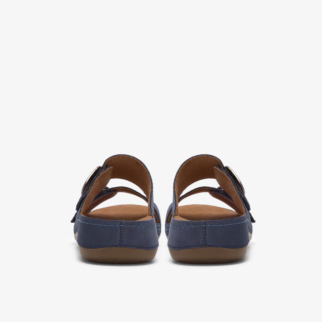Womens Cecily Step Navy Nubuck Flat Sandals - Image 6